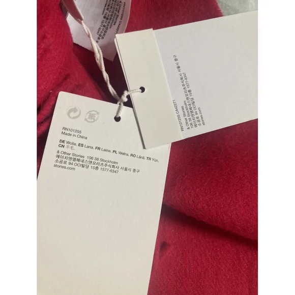 $100 EUC STOCKHOLM ATELIER & OTHER STORIES wool knit scarf O/S hot pink solid - Picture 7 of 8